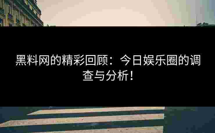黑料网的精彩回顾：今日娱乐圈的调查与分析！