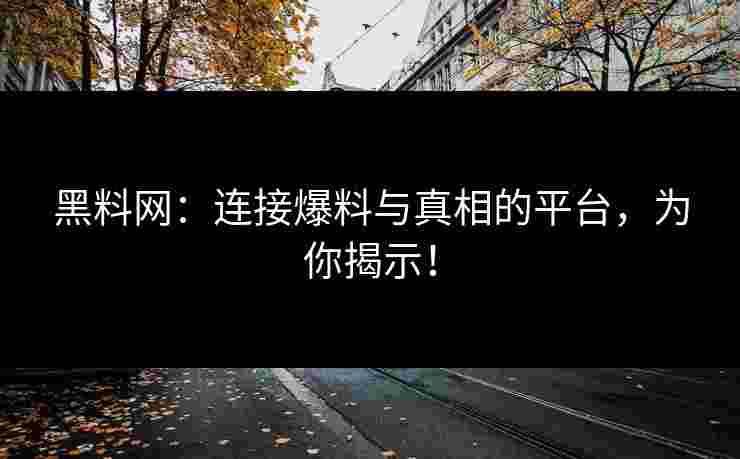 黑料网：连接爆料与真相的平台，为你揭示！